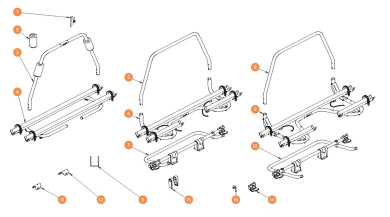 Thule Caravan-Light / Smart / Superb kerékpártartó alkatrészek