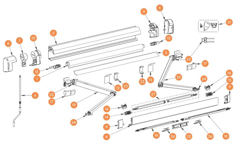 THULE Markise Omnistor 5200 alkatrészek