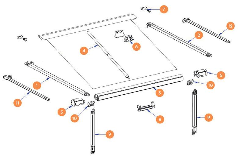 THULE Markise Omnistor 1200 alkatrészek
