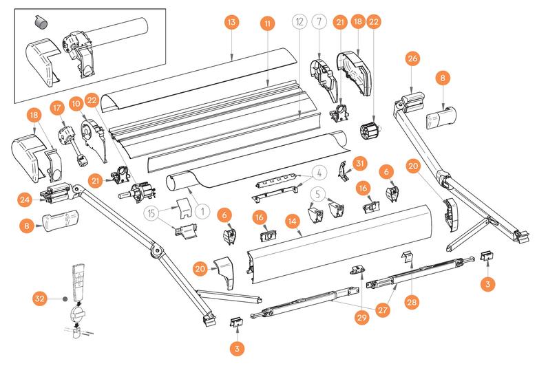 THULE Markise Omnistor 9200 alkatrészek