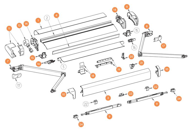 THULE Markise Omnistor 6200 alkatrészek