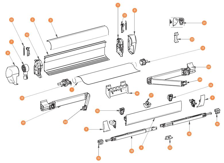 THULE Markise Omnistor 5003 alkatrészek