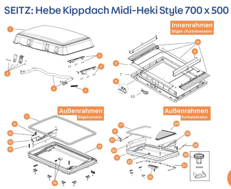 SEITZ Hebe Kippdach Midi-Heki Style 700 x 500 alkatrésszek