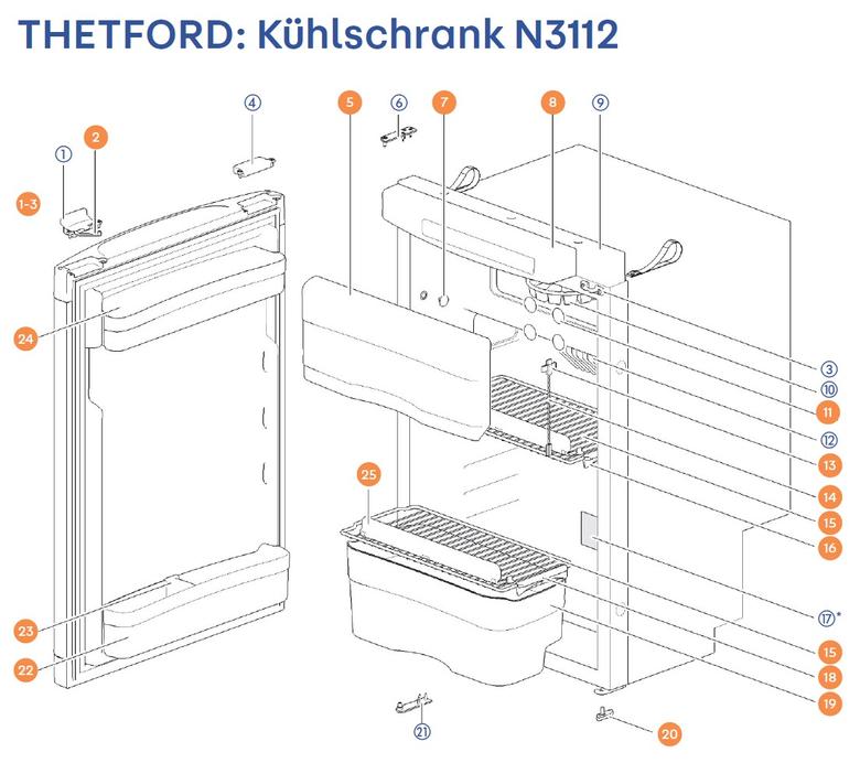 THETFORD hűtőszekrény N3112 alkatrészek