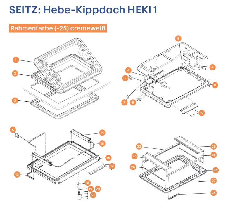 SEITZ Hebe-Kippdach HEKI 1 alkatrészek