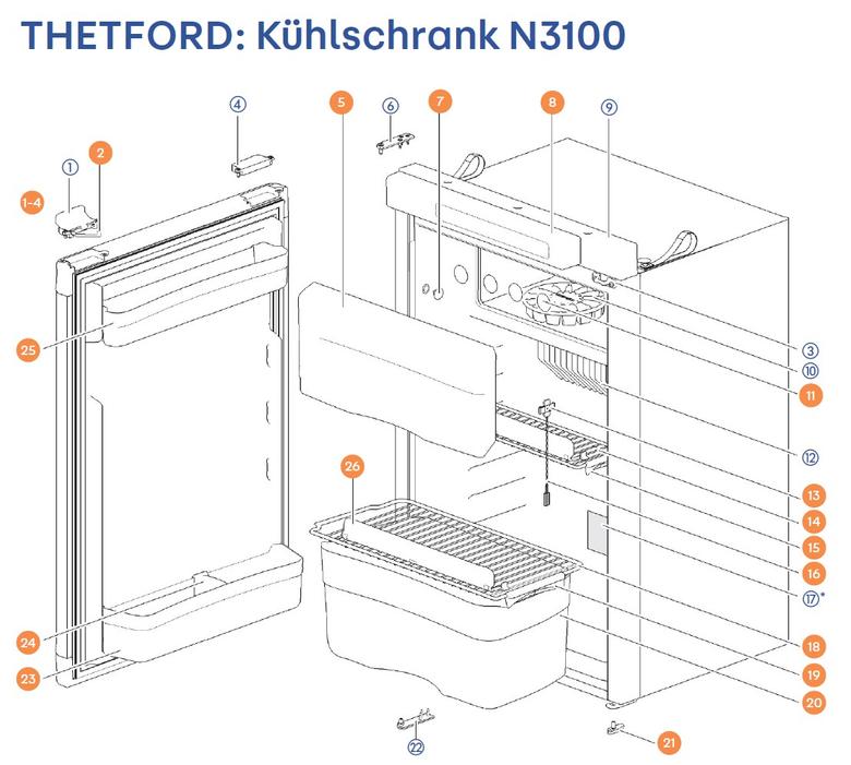 THETFORD hűtőszekrény N3100 alkatrészek