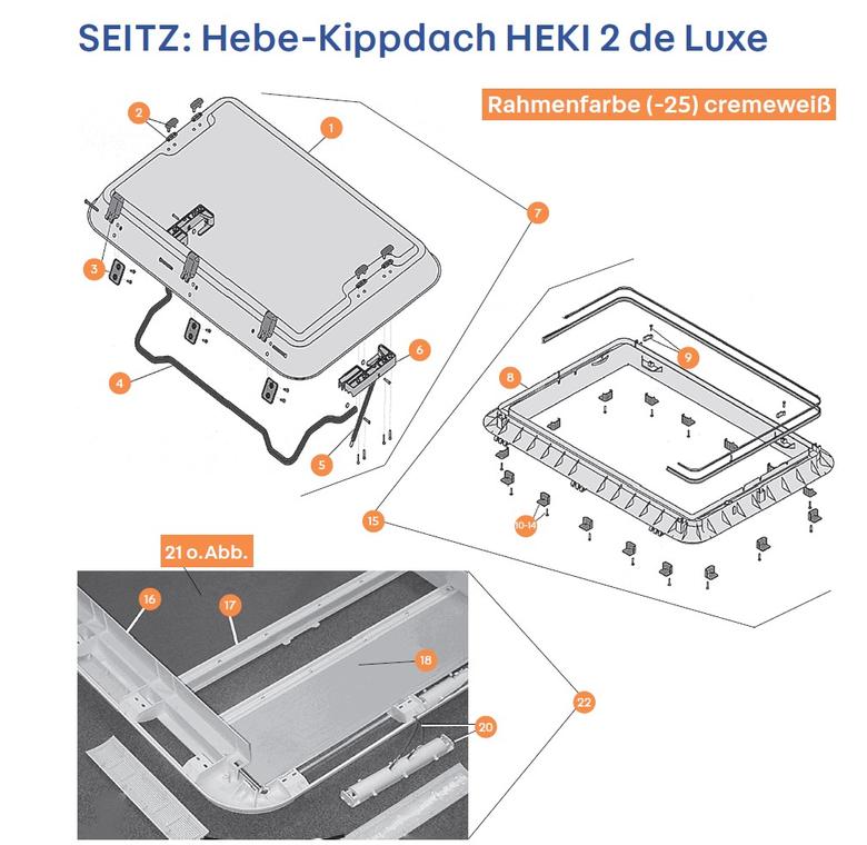 SEITZ Hebe-Kippdach HEKI 2 de Luxe alkatrészek
