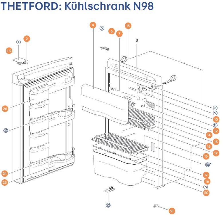 THETFORD hűtőszekrény N98 alkatrészek