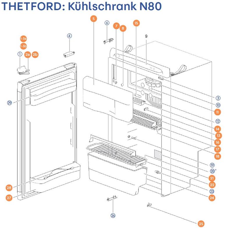 THETFORD hűtőszekrény N80 alkatrészek