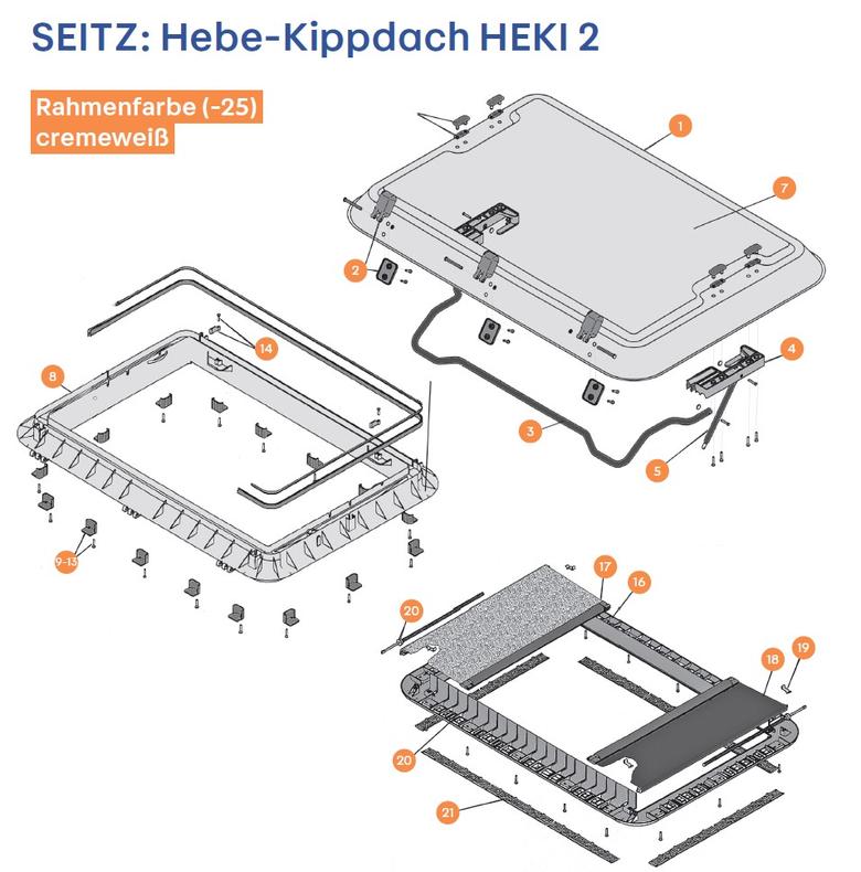 SEITZ Hebe-Kippdach HEKI 2 alkatrészek